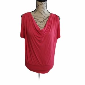 Gibbon Cowlneck top Small Coral Beachy Boho Feminine